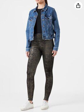 SPANX Velvet Shine Leggings Black/Gold L